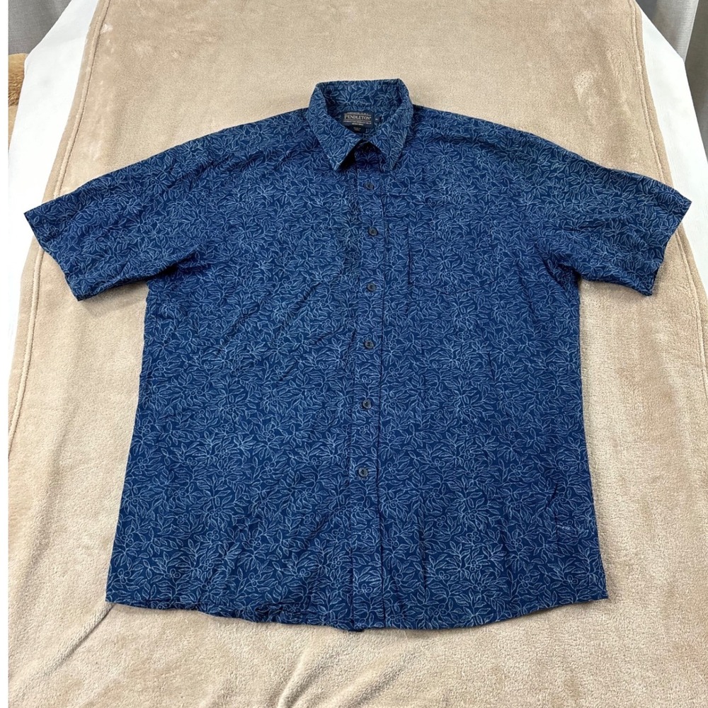Pendleton Button Up‎ Shirt Mens size XL Blue Floral Pattern 100% cotton